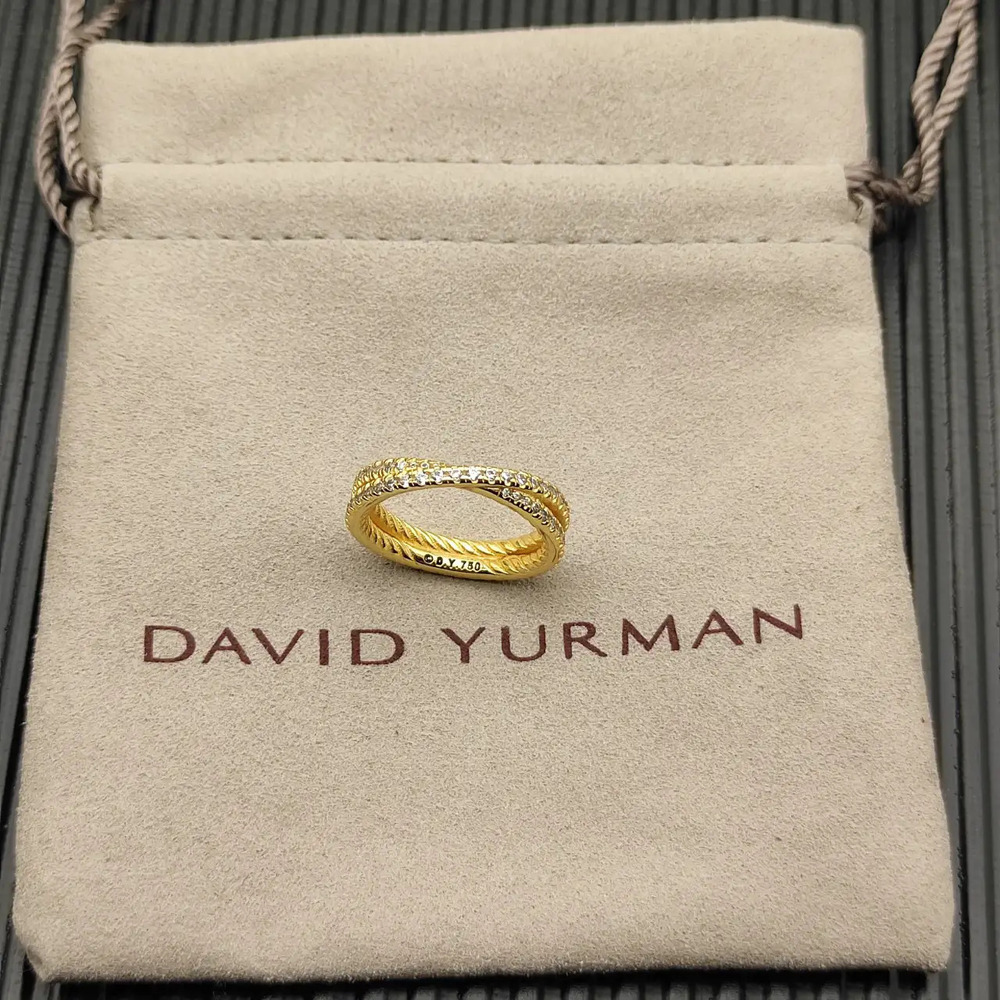 David Yurman Gold Diamond Crossover Band Ring